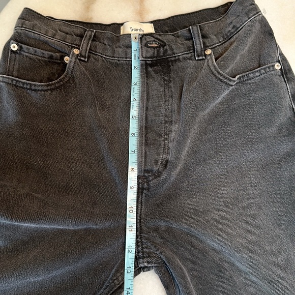 TRIARCHY jeans high waist baggy straight leg NWT dark grayish - Picture 8 of 11